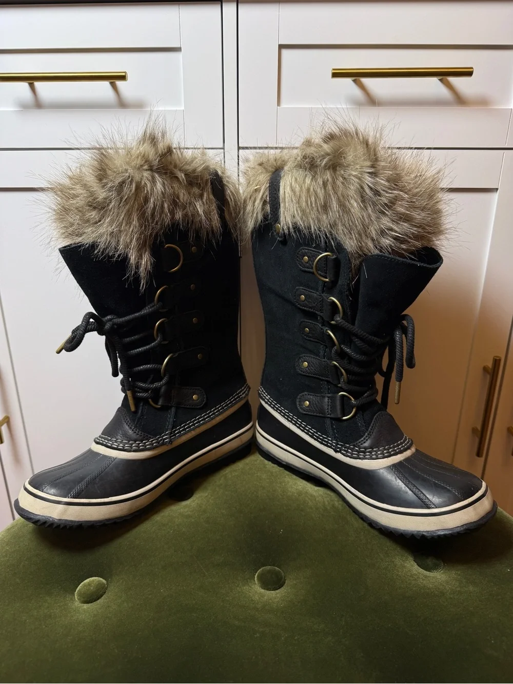 Sorel Joan of Arctic Waterproof Boots Black Faux Fur NL2429-010 Women’s 7